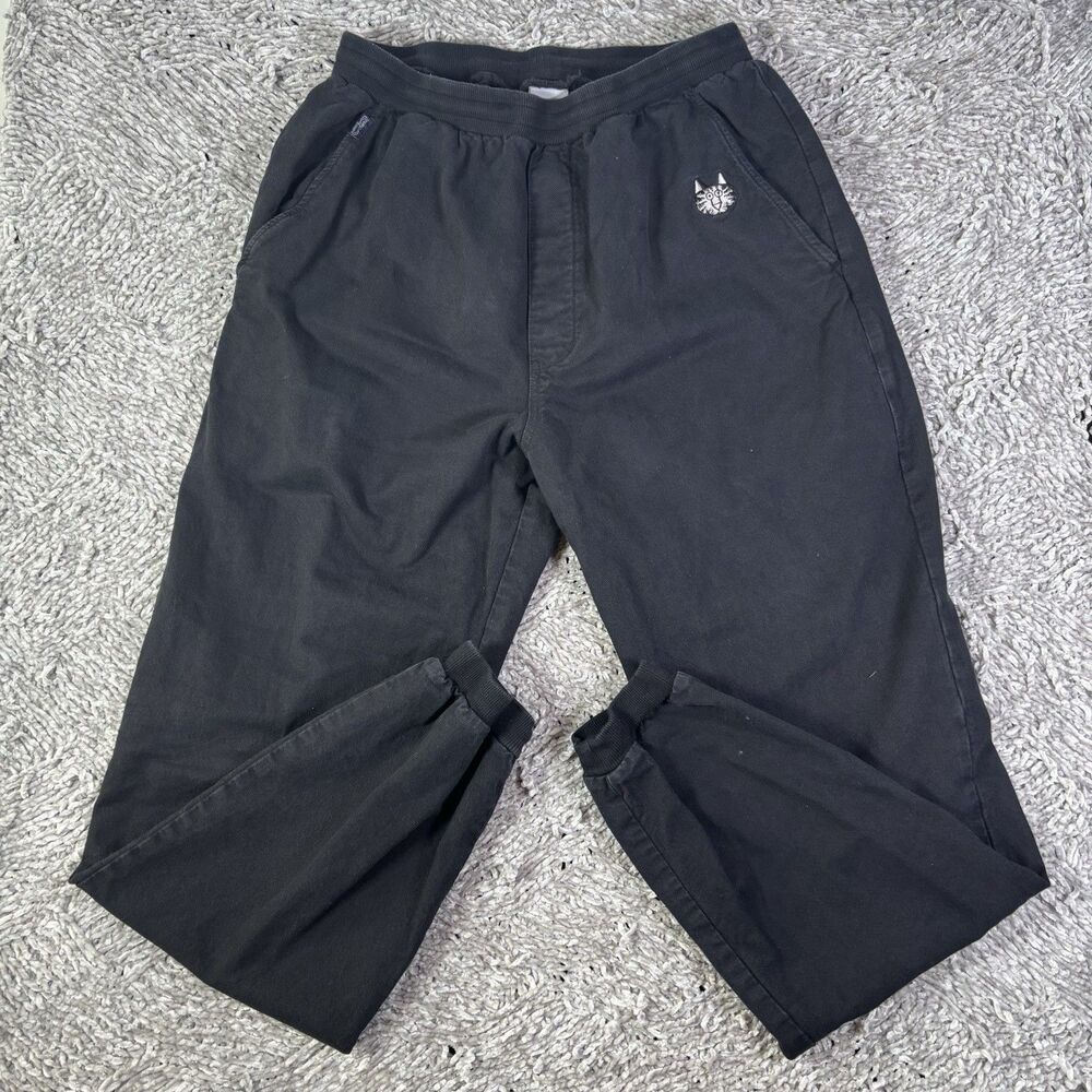 Crazy Shirts Hawaii Sweatpants Mens Large Black Jogger Embroider Cat Drawstrings